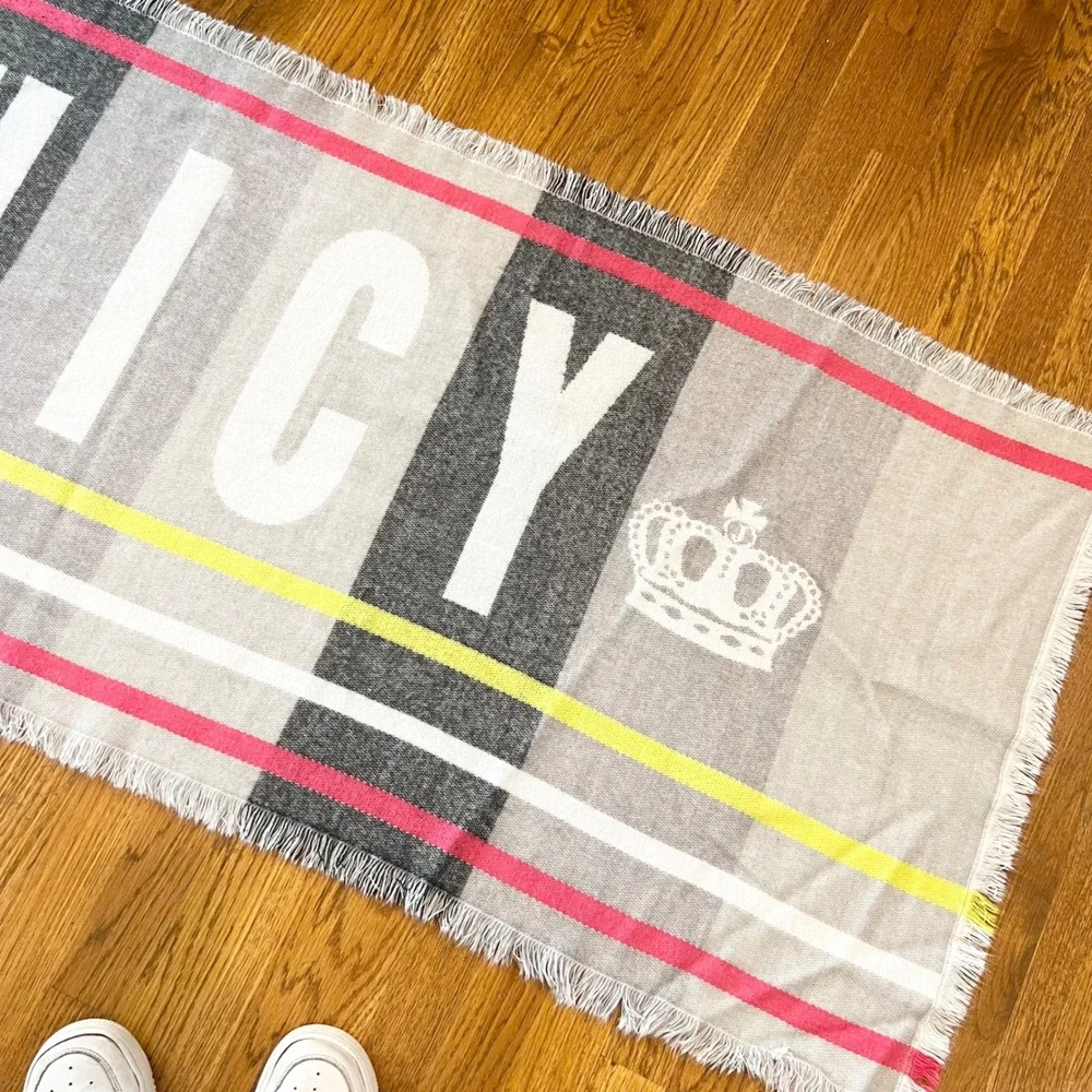 Juicy Couture Branded Logo‎ Soft Scarf Shawl Fringe Y2K